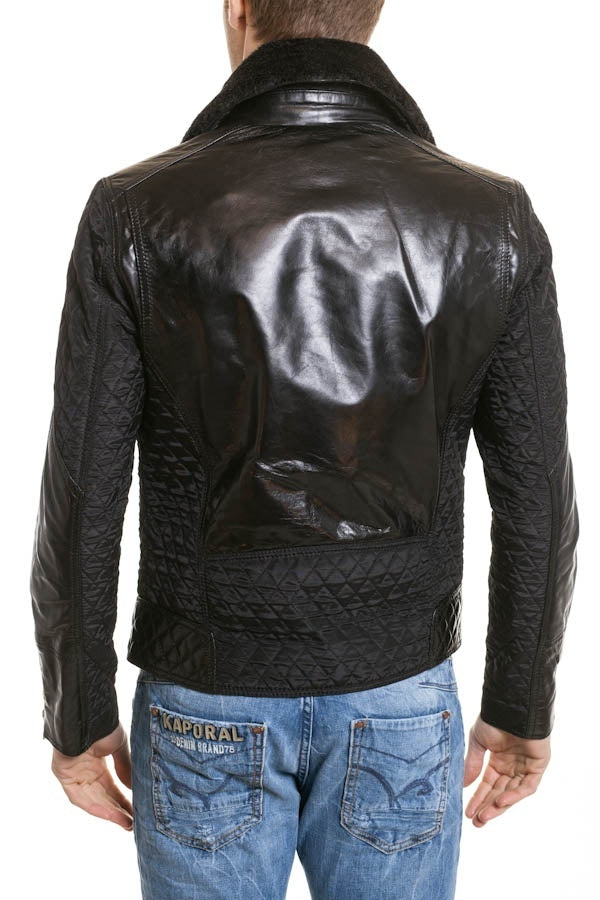 Serge Pariente Men's Biker Jacket in lambskin Black - Image n°5