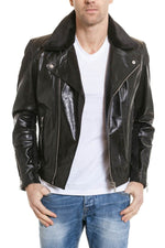 Serge Pariente Men's Biker Jacket in lambskin Black - Image n°1