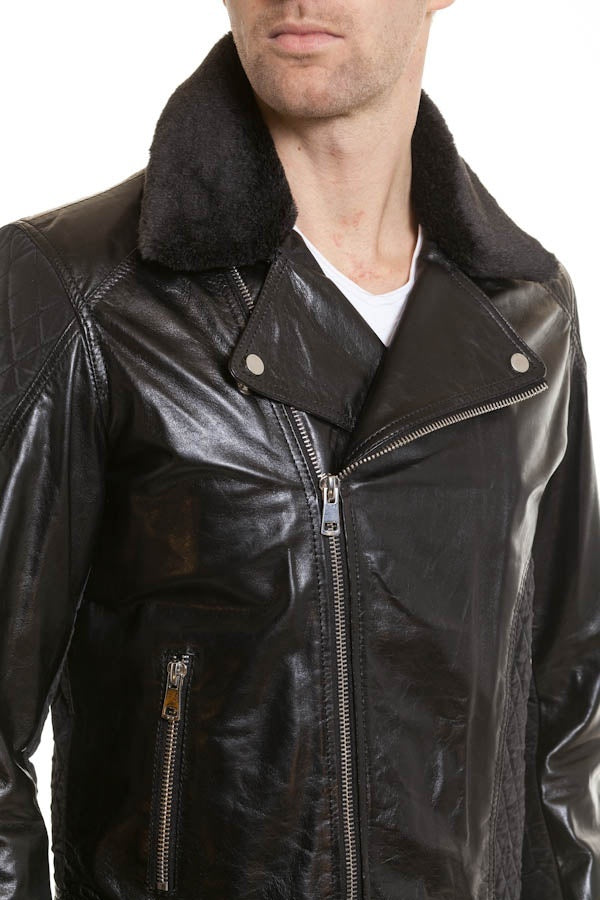 Serge Pariente Men's Biker Jacket in lambskin Black - Image n°3