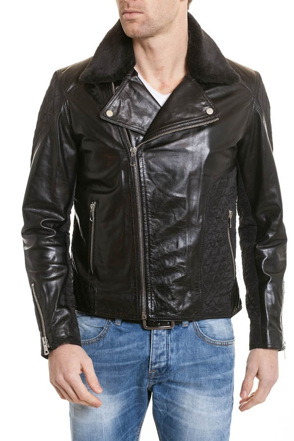Serge Pariente Men's Biker Jacket in lambskin Black - Image n°2