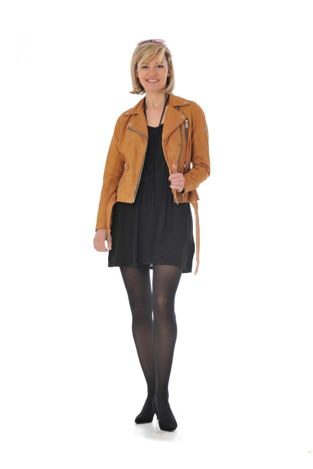 Women's Biker Jacket with belt - Image n°2