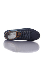 Navy faux leather sneakers - Image n°3