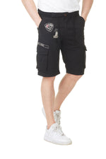 Navy blue shorts with patches - Image n°2