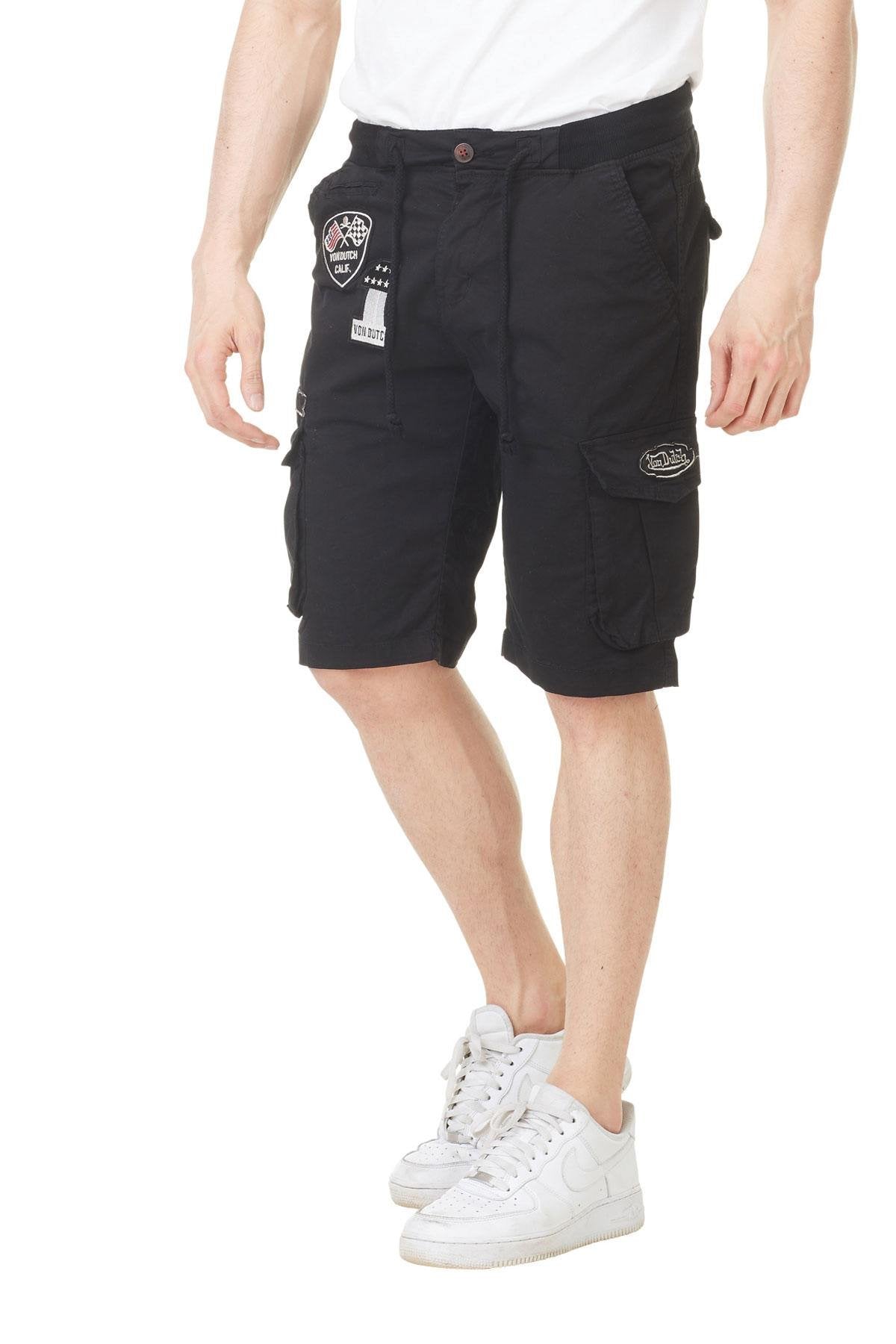 Navy blue shorts with patches - Image n°1