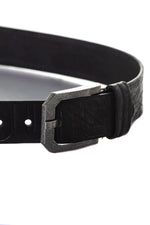 Black thick leather belt - Image n°3