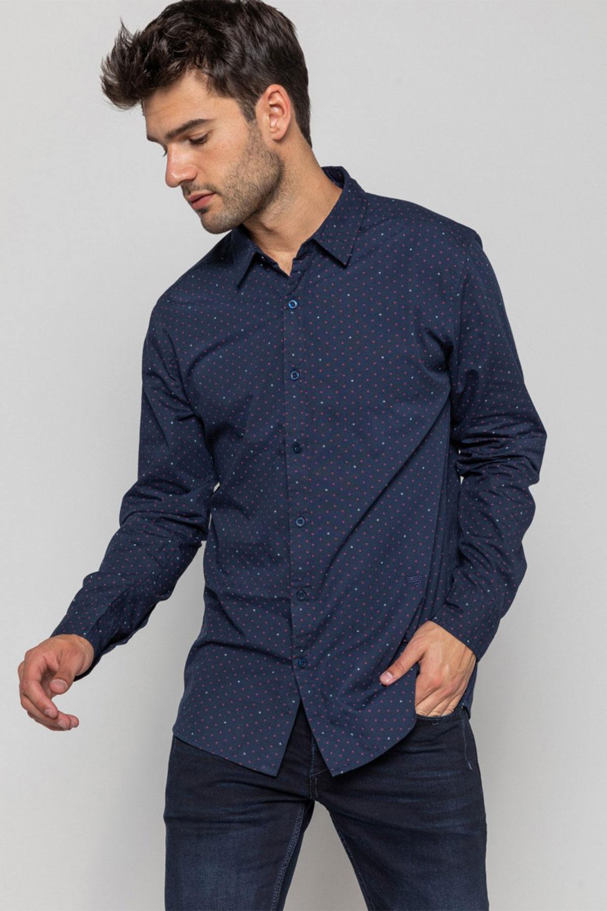 Men's navy blue shirt - Image n°1