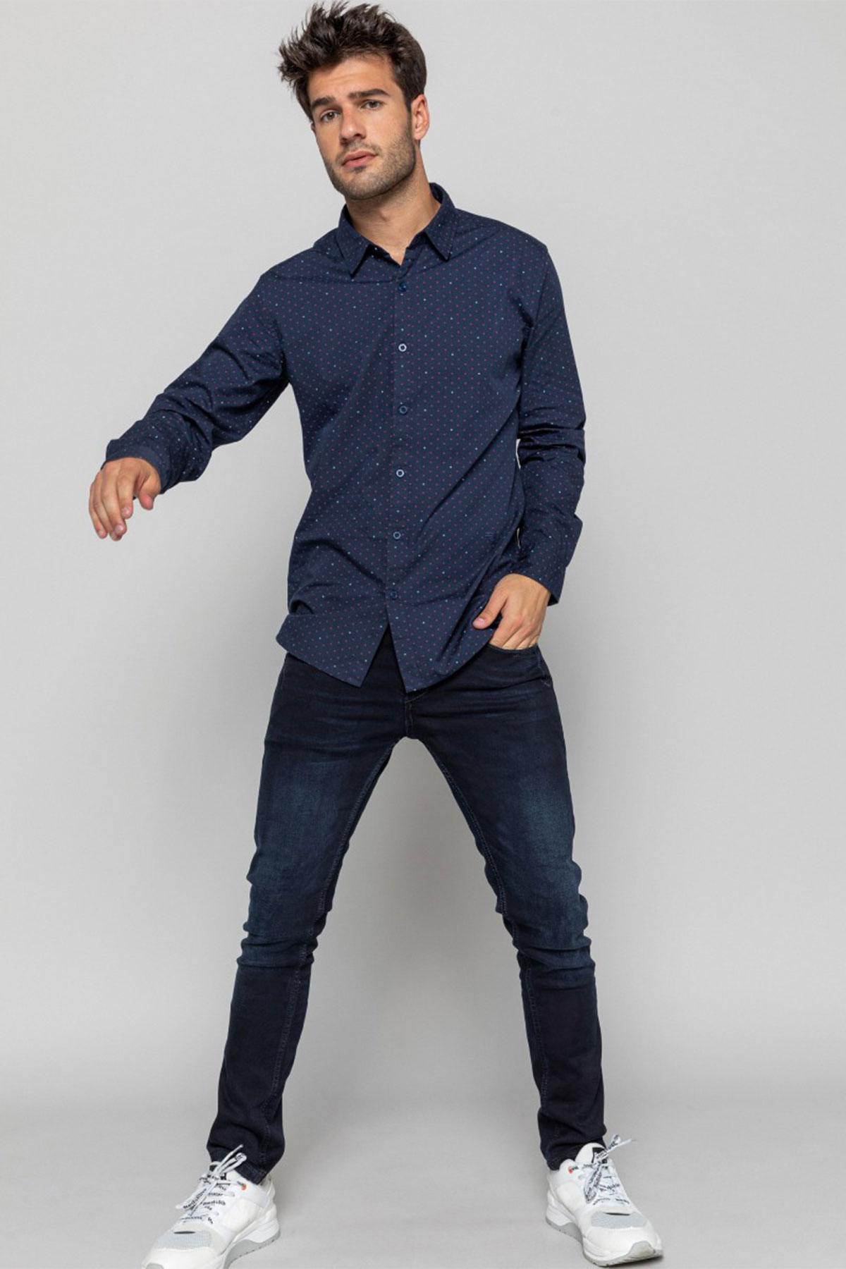 Men's navy blue shirt - Image n°3