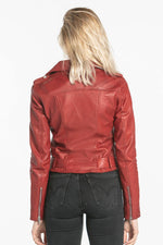 Women's fire red Biker Jacket - Image n°3