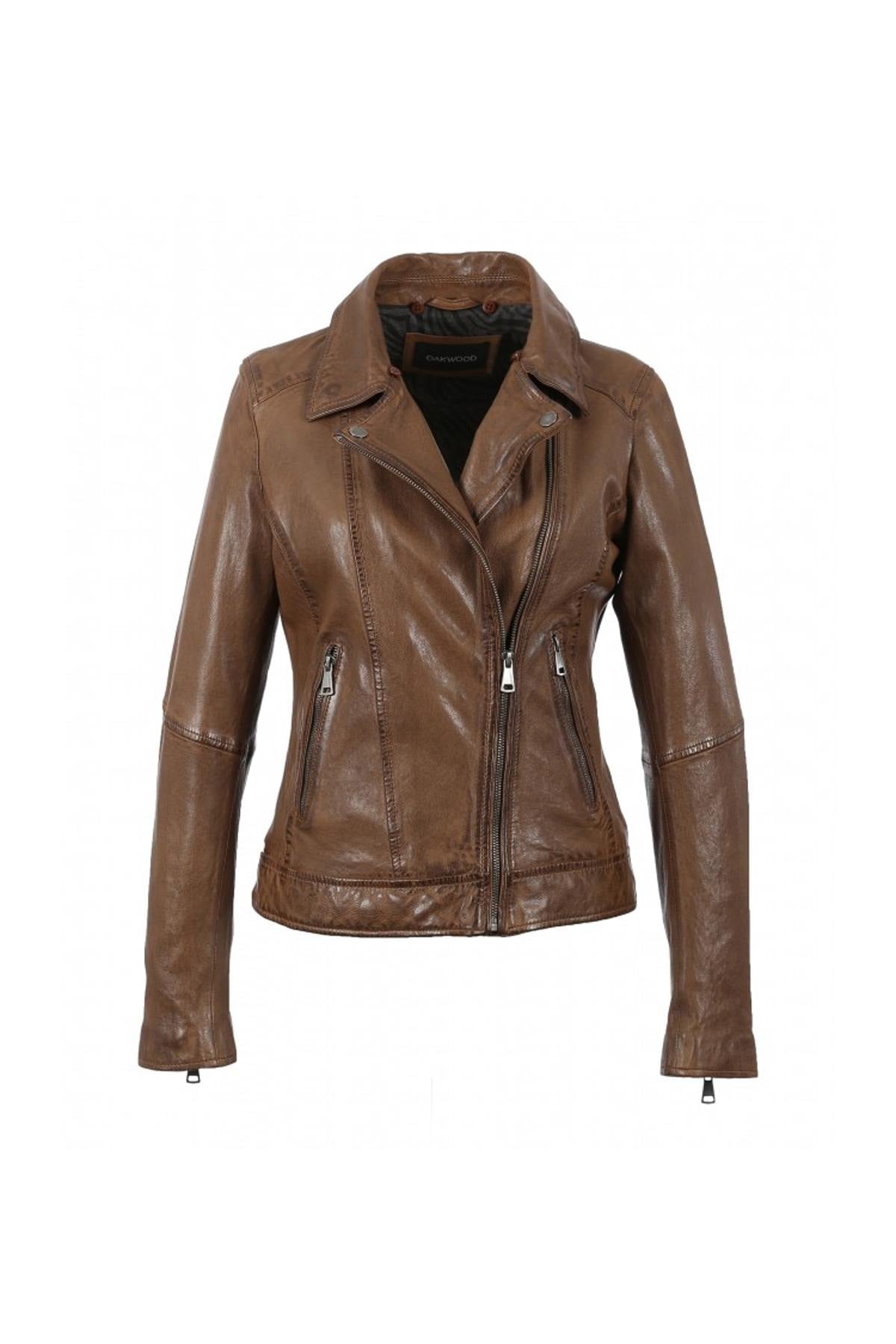 Oakwood's tan lambskin biker: slim, distressed, and effortlessly bold. - Image n°10