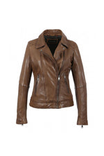 Oakwood's tan lambskin biker: slim, distressed, and effortlessly bold. - Image n°10