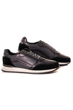 Black leather sneakers made in France - Image n°1