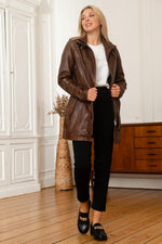 Bison leather belted jacket - Image n°2