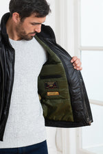 Black sheepskin jacket by Daytona, quilted lining for cold weather. - Image n°3