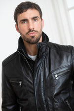 Black sheepskin jacket by Daytona, quilted lining for cold weather. - Image n°7
