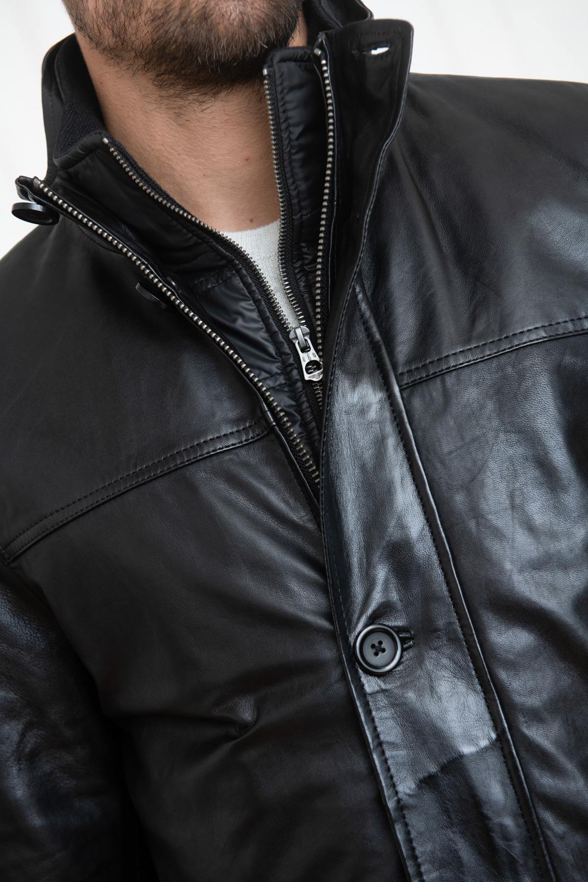 Bold lambskin leather jacket with Daytona's triple collar and fit. - Image n°7