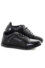 Black leather sneakers - Image n°1