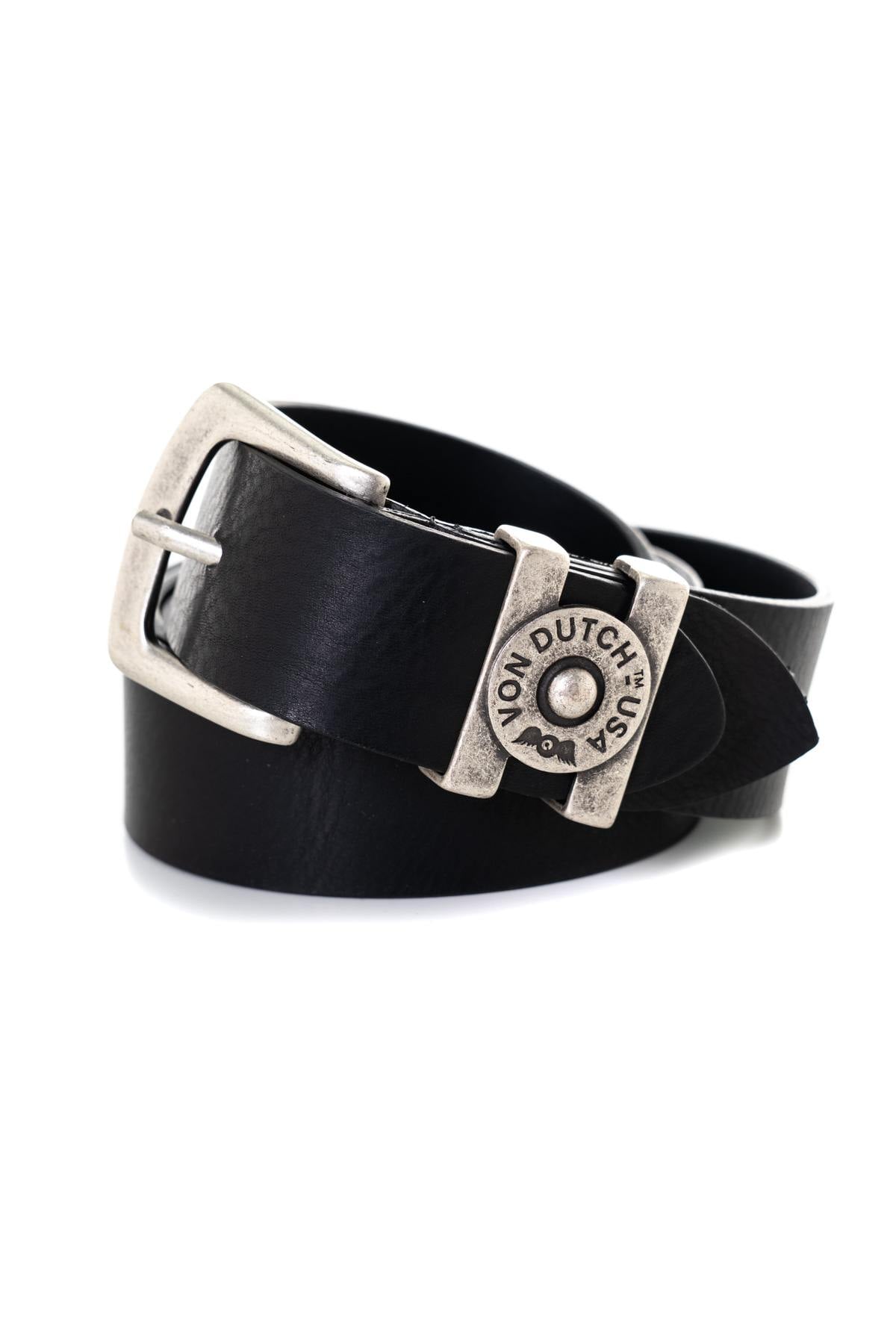 Men's black leather belt - Image n°1
