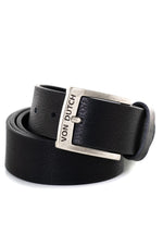 Leather belt with metal buckle - Image n°1