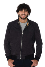Cityzen's navy goat suede jacket: lightweight, ribbed, and stylish. - Image n°1
