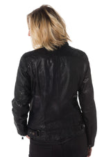 Tailored black lambskin jacket with biker collar and zipped pockets. - Image n°5