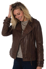 Women's Biker Jacket in bison sheep leather - Image n°1