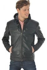 Cityzen jacket in black buffalo leather - Image n°7