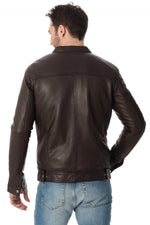 Trendy brown leather jacket Cityzen - Image n°5