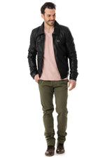 Timeless black sheep leather jacket with shirt collar and zip pockets. - Image n°2