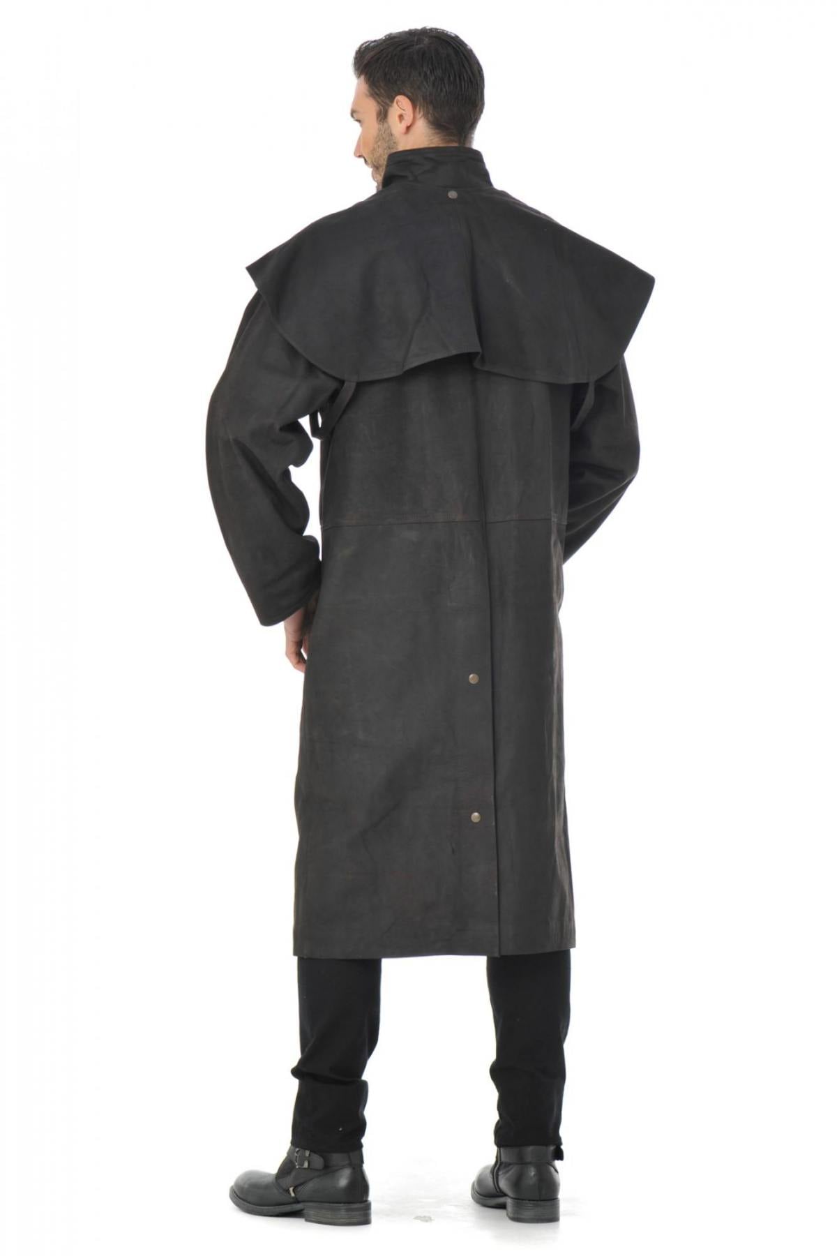 Buffalo leather coat, French-made, with detachable cape and ample cut. - Image n°3
