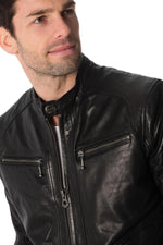 Black lambskin leather jacket - Image n°7