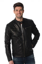Black lambskin leather jacket - Image n°3