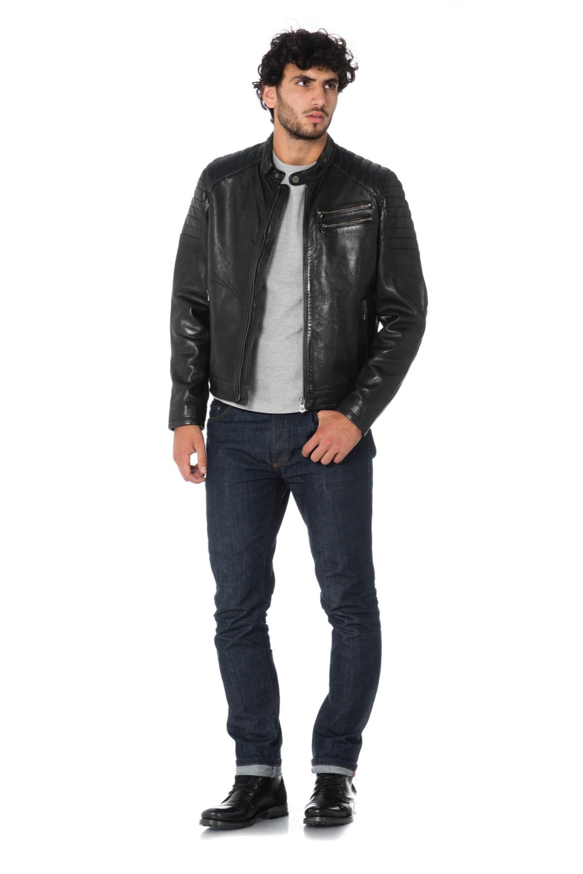 Black lambskin jacket by Daytona, quilted for style and a sharp fit. - Image n°2