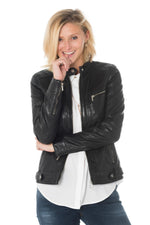 Black sheep leather jacket with Mao collar and distressed patina. - Image n°3