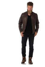 Daytona men's cowhide leather jacket in brown - Image n°2
