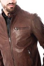 Soft lambskin biker jacket in aged bison. Slim fit, vintage appeal. - Image n°6