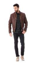 Soft lambskin biker jacket in aged bison. Slim fit, vintage appeal. - Image n°2