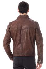 Soft lambskin biker jacket in aged bison. Slim fit, vintage appeal. - Image n°5