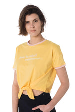Yellow t-shirt with bow on the bottom - Image n°5