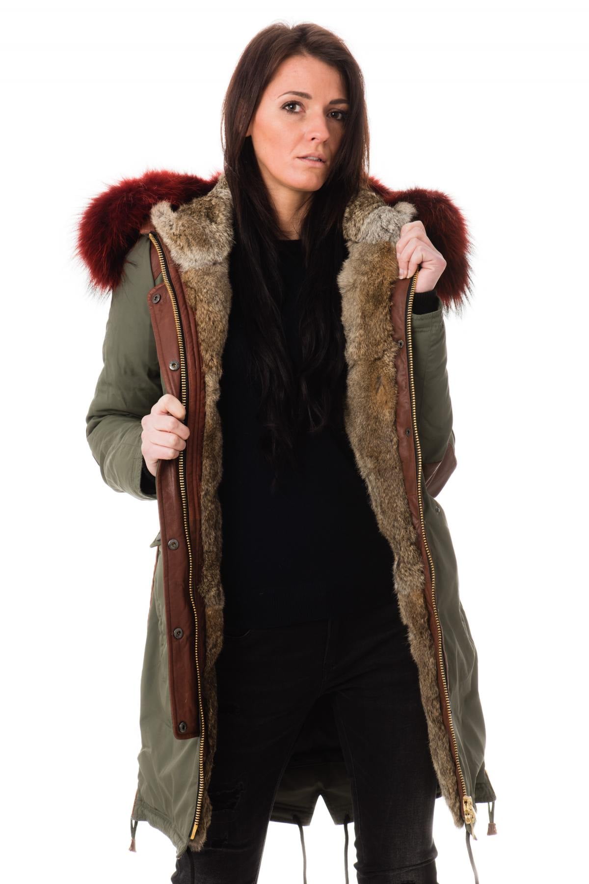 Brera Army Red ZZ50: lambskin and nylon in a sleek, warm winter coat. - Image n°1