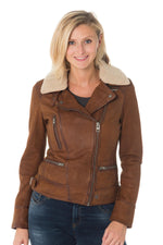 Biker Jacket with faux fur collar Oakwood - Image n°1