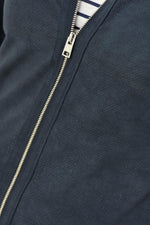 Navy goatskin jacket with perforated velvet-like front and sleeves. - Image n°6