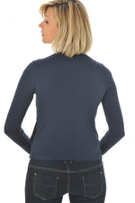 Navy goatskin jacket with perforated velvet-like front and sleeves. - Image n°5