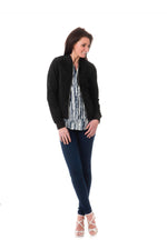 Navy goatskin teddy jacket, supple and slim-fit for everyday elegance. - Image n°2