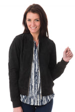 Navy goatskin teddy jacket, supple and slim-fit for everyday elegance. - Image n°4