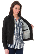 Navy goatskin teddy jacket, supple and slim-fit for everyday elegance. - Image n°5