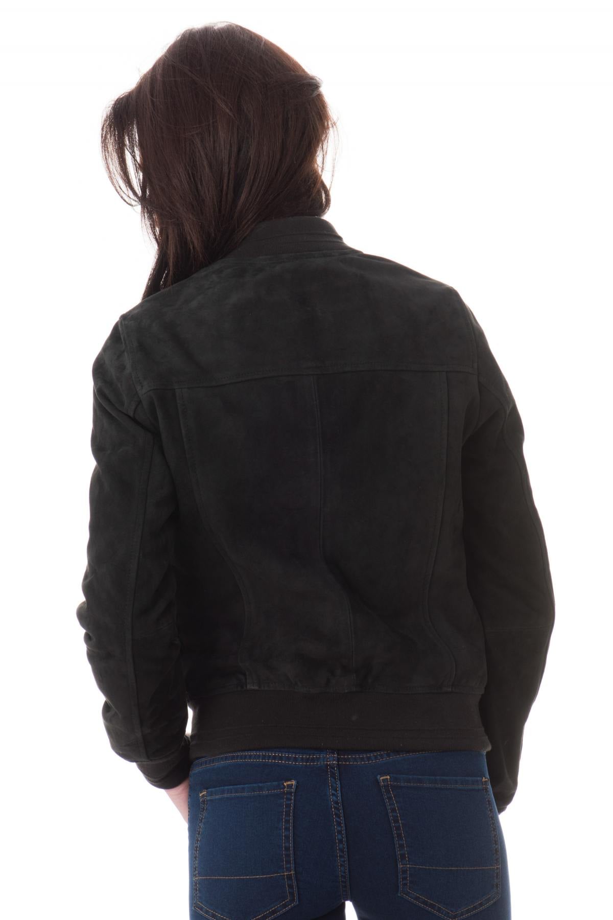 Navy goatskin teddy jacket, supple and slim-fit for everyday elegance. - Image n°6