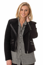 SARA NOIR: a slim perfecto in thick pigskin leather. Built to last. - Image n°1