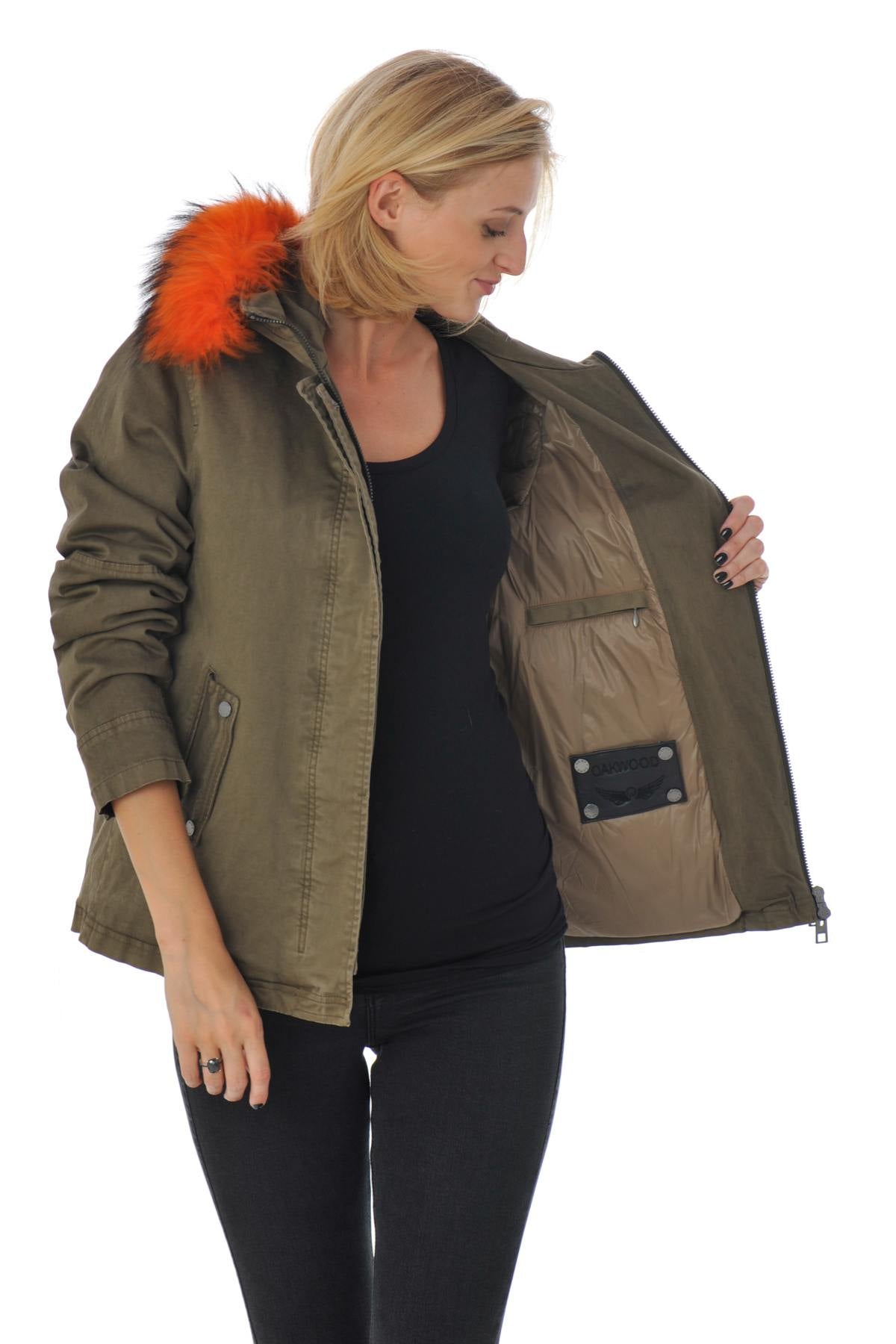Khaki jacket with orange fur - Image n°4