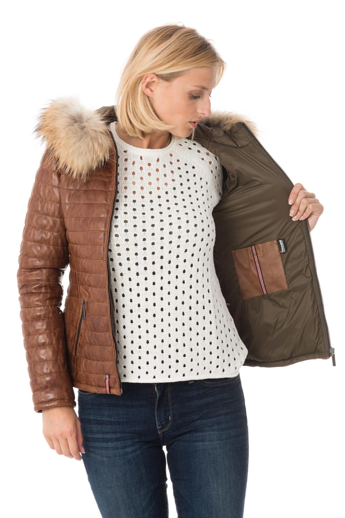 Cognac shearling jacket with Thinsulate warmth for winter style. - Image n°8
