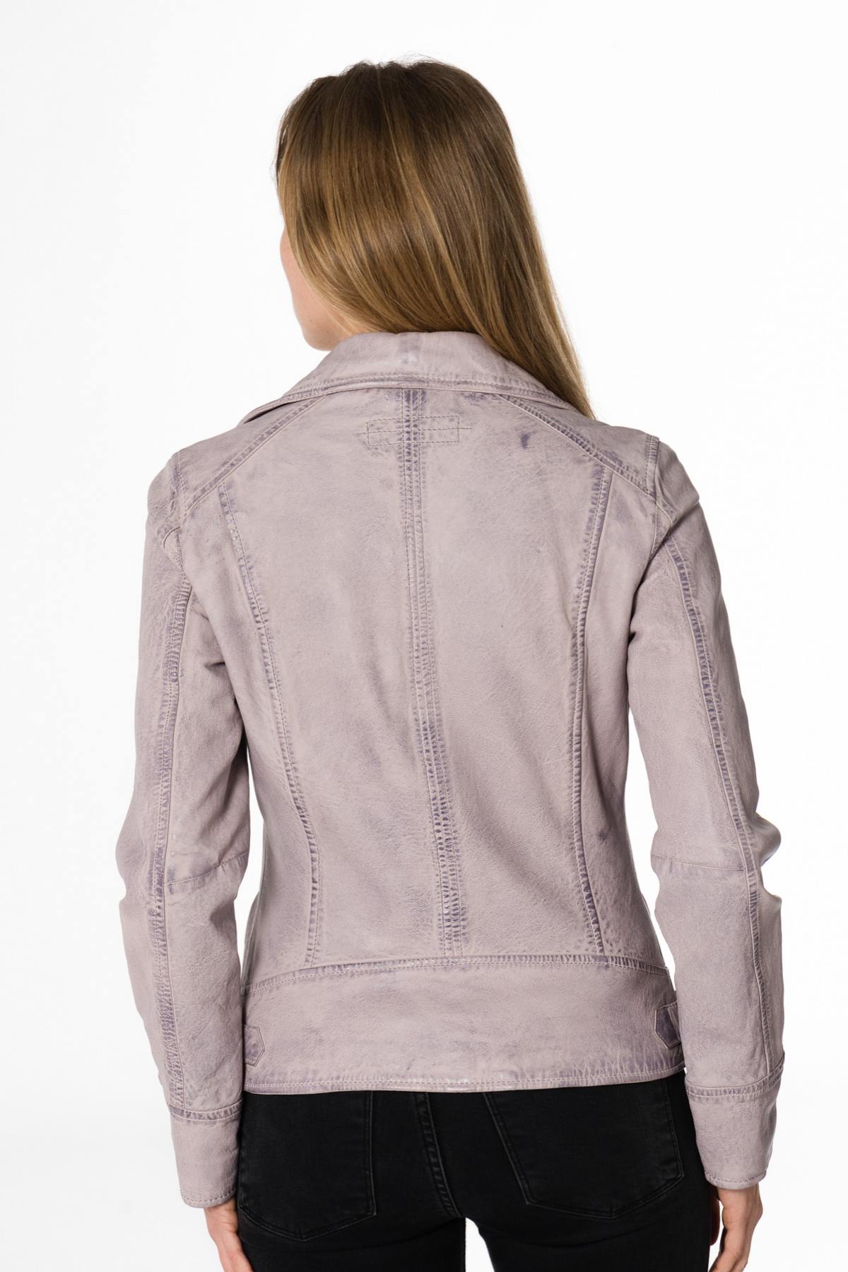 Mauve lambskin perfecto, slim fit, aged finish, adjustable straps. - Image n°5